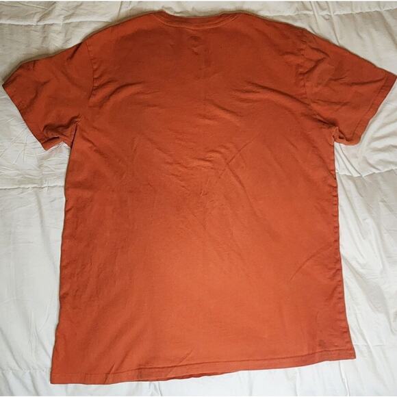 Harley Davidson Skull Graphic Print T Shirt Womens L V-Neck Orange - Picture 2 of 3